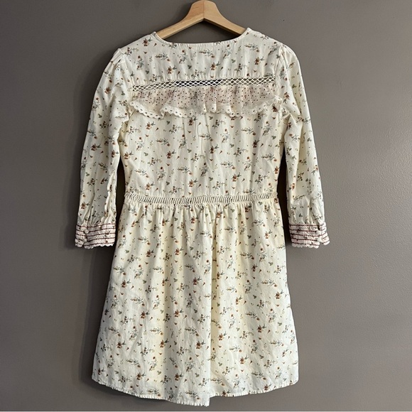 .Object Breeze Short Dress Linen Blend Lace Cottage Core Prairie Floral Sz 38/S - Picture 4 of 16